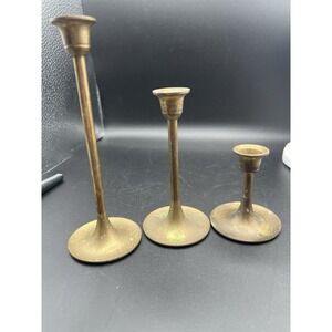 Set 3 Vintage Taiwan Interpur Brass Candlestick Candelabra Candle Holders